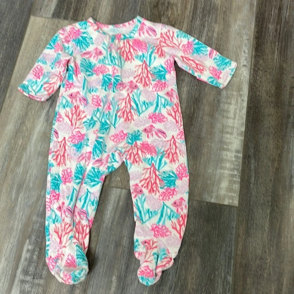 EGG NY by Sandra Lazar coral fish footie one piece or pajamas